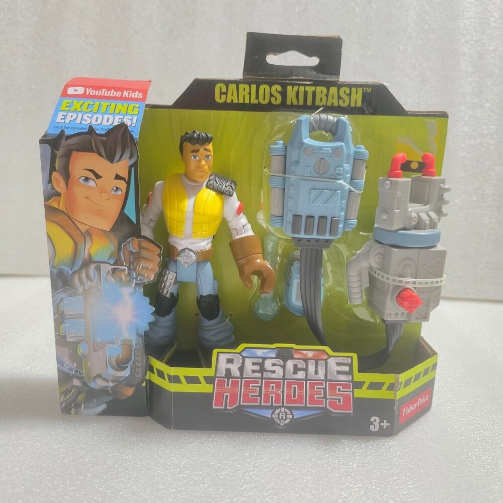 Rescue Heroes Carlos Kitbash Fisher Price 2018 Mechanic Cadet Action Figure Set‎
